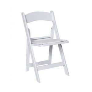 Chair – Folding Wood with Pad Seat – White